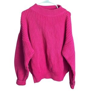 Vtg 80s Gap Sweater Large Oversized Pink Think Chunky Knit Hong Kong